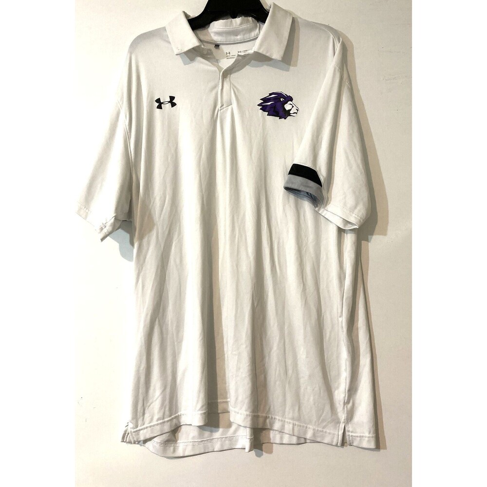 Under Armour Shirt Polo HeatGear Lion Logo Men’s Adult XXL White Loose Fit 2XL